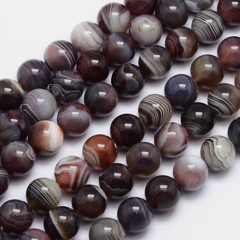 PandaHall Round Natural Botswana Agate Bead Strands, 12mm, Hole: 1mm; about 32pcs/strand, 15.5" Botswana Agate Round