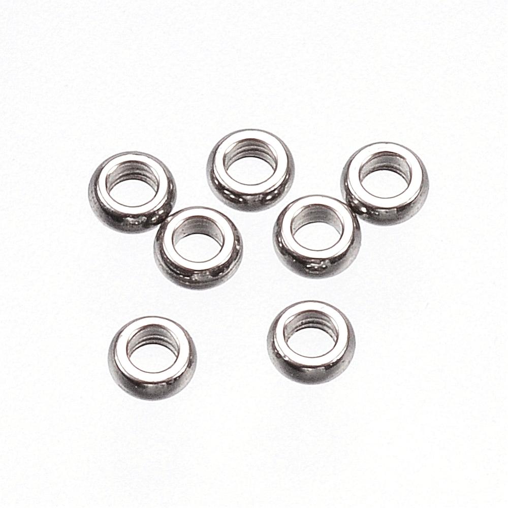 PandaHall 304 Stainless Steel Bead Spacers, Ring, Stainless Steel Color, 2x1mm, Hole: 1mm Stainless Steel Ring