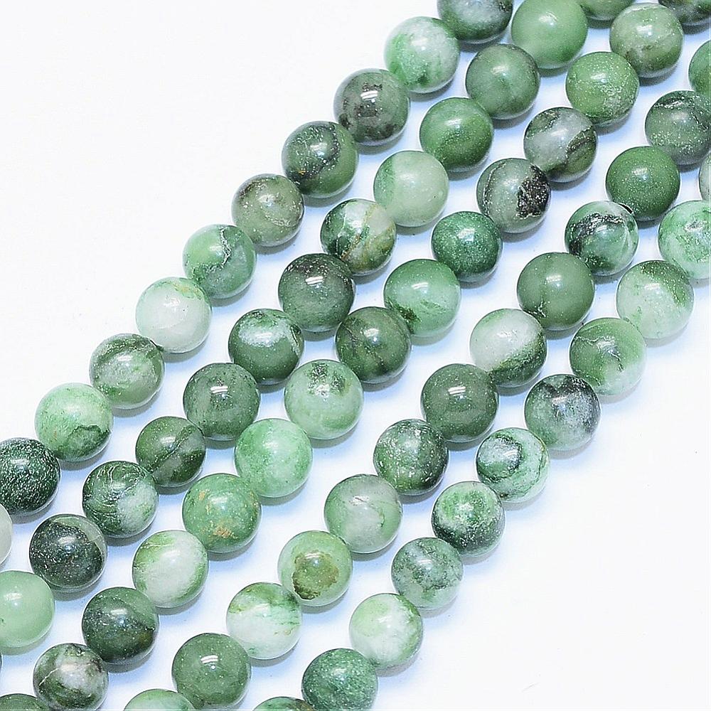 PandaHall Natural African Jade Round Bead Strands, 6mm, Hole: 1mm; about 64pcs/strand, 15.03" African Jade Round Green