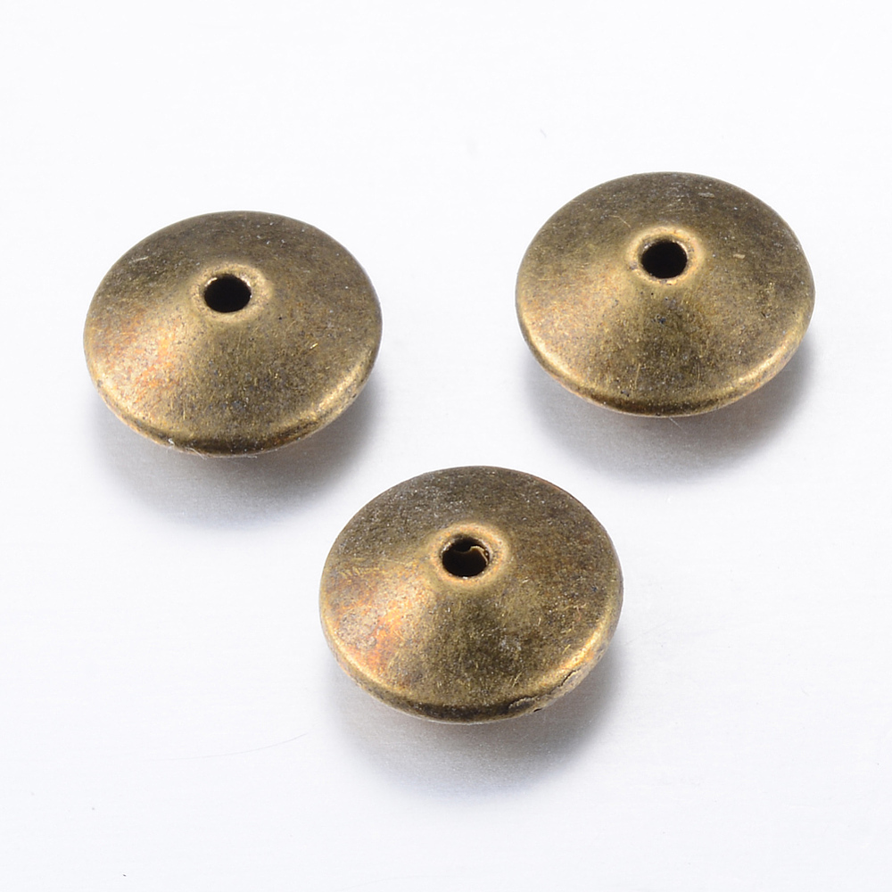 PandaHall Tibetan Style Alloy Bead Spacers, Disc, Cadmium Free & Nickel Free & Lead Free, Antique Bronze, 10x4mm, Hole: 1mm; about...