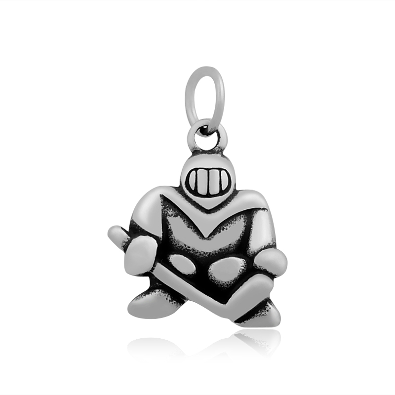 PandaHall Hockey Player 316 Stainless Steel Pendants, Antique Silver, 20.5x18x3.5mm, Hole: 5mm Stainless Steel Human