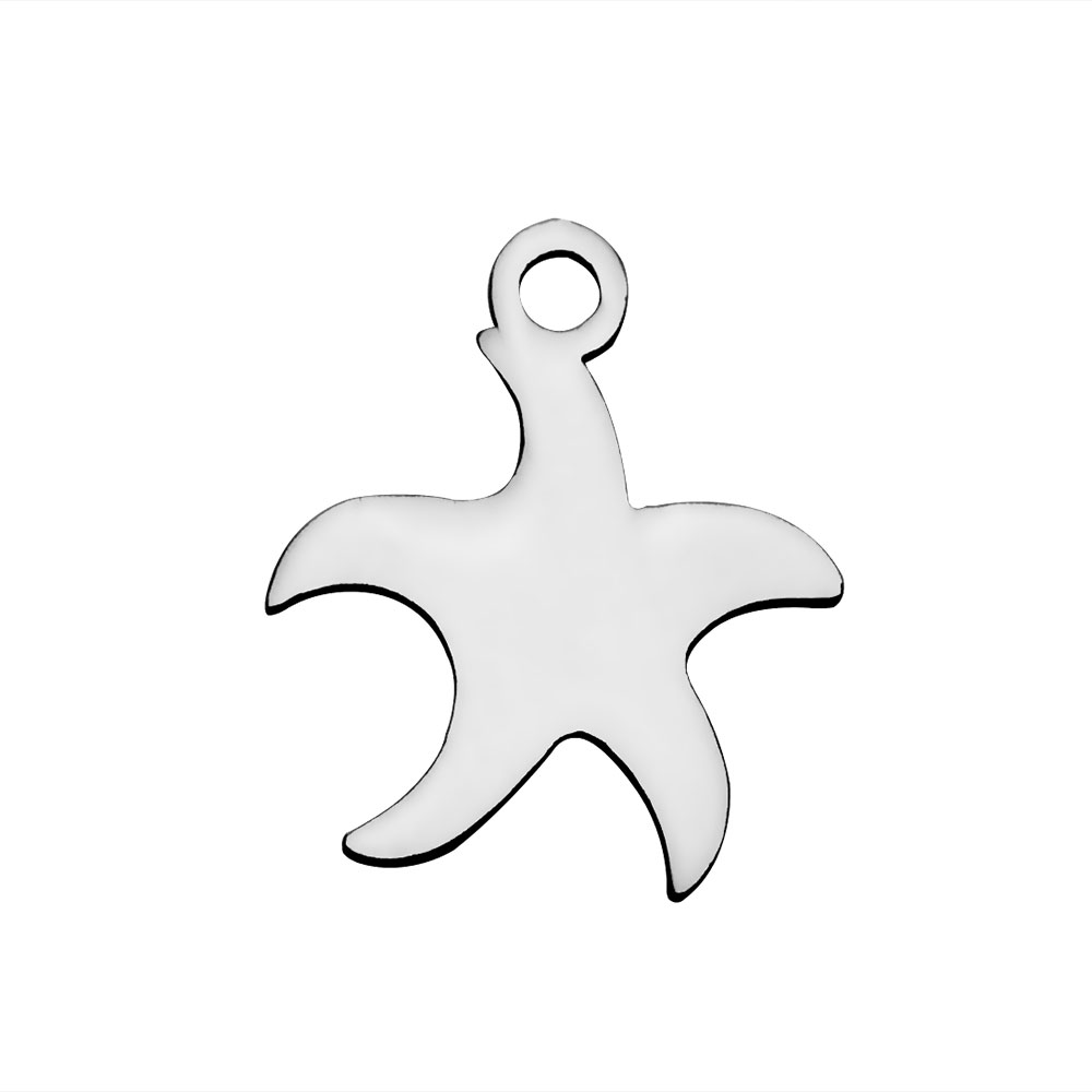 PandaHall 304 Stainless Steel Charms, Starfish, Stainless Steel Color, 14x12x1mm, Hole: 1.5mm Stainless Steel Starfish