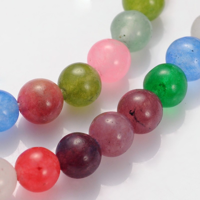 PandaHall Natural White Jade Beads Strands, Dyed, Round, Colorful, about 4mm in diameter, hole: 0.5mm; about 92pcs/strand, 15.5" White Jade...