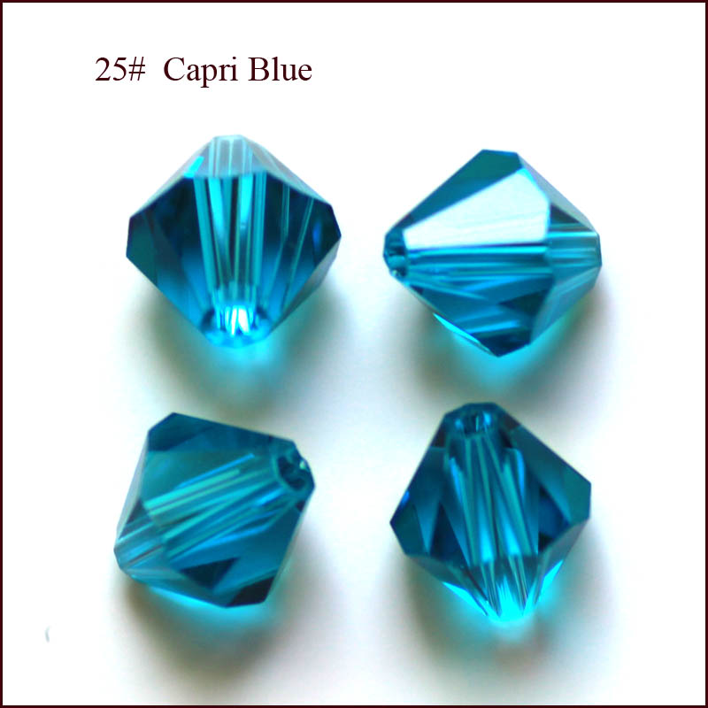 PandaHall Imitation Austrian Crystal Beads, Grade AAA, Faceted, Bicone, DeepSkyBlue, 3x3mm, Hole: 1mm Glass Bicone Blue