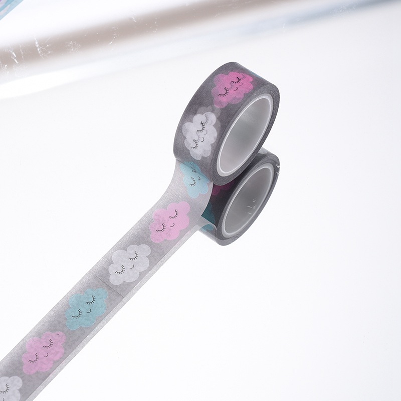 PandaHall DIY Scrapbook Decorative Adhesive Tapes, Clouds, Black, 15mm, 5m/roll(5.46yards/roll) Paper Black