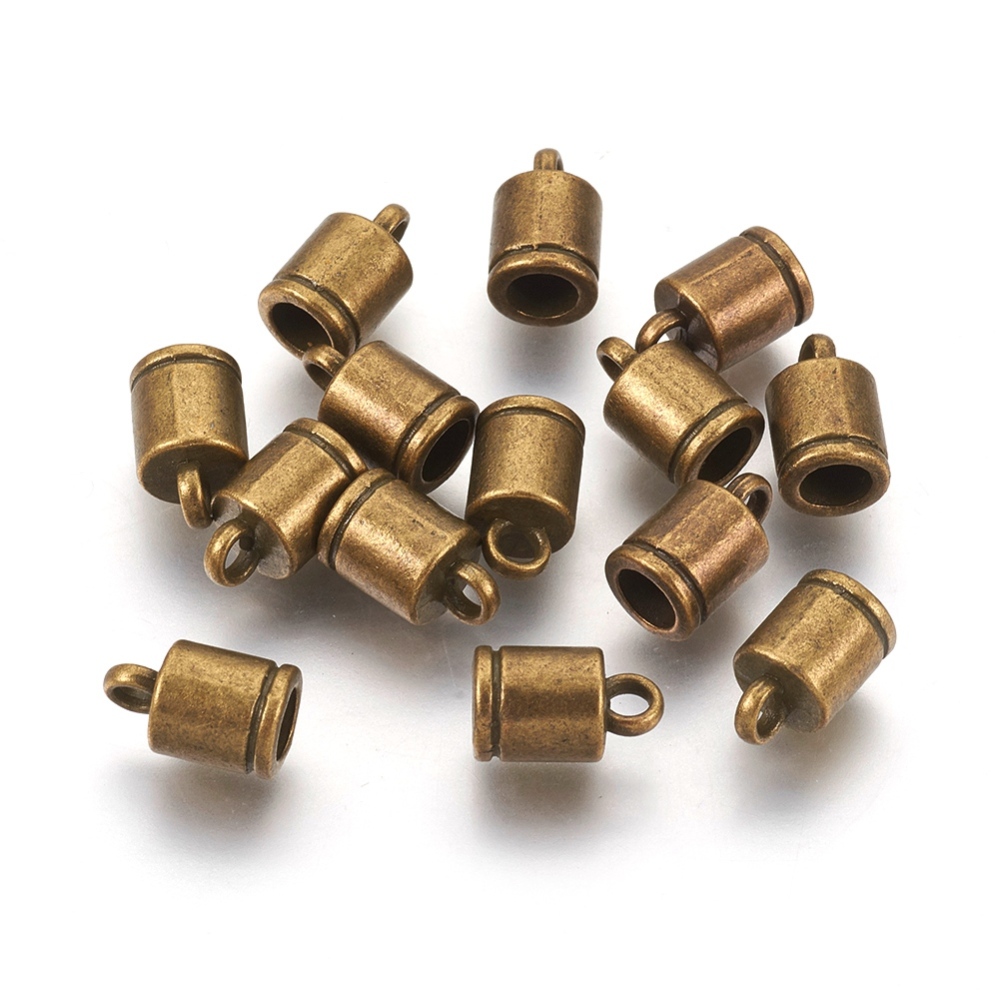 PandaHall Tibetan Style Terminators, Lead Free & Nickel Free, Antique Bronze, 10x6mm, Hole: 2mm Alloy