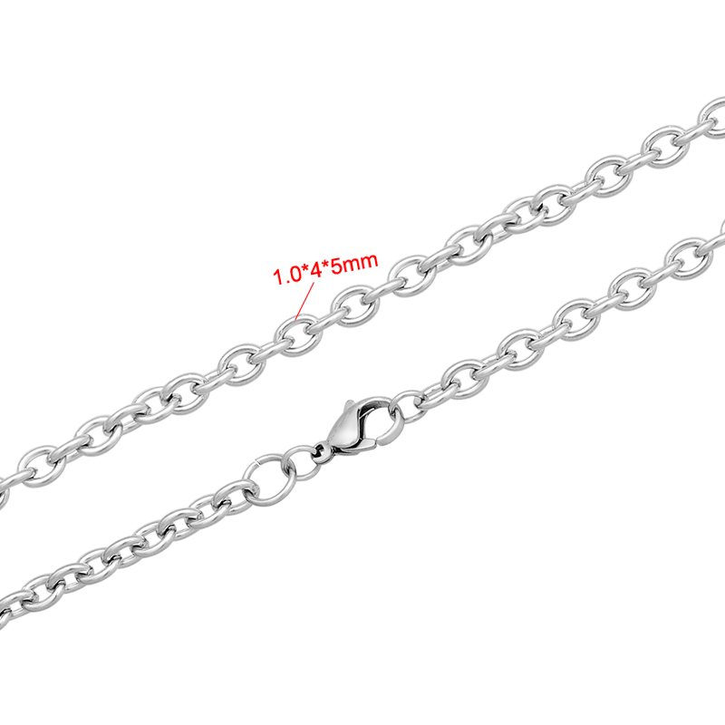 PandaHall 316 Stainless Steel Cable Chain Necklaces, with Lobster Claw Clasps, Stainless Steel Color, 19.6"(50cm); 5x4x1mm Stainless Steel