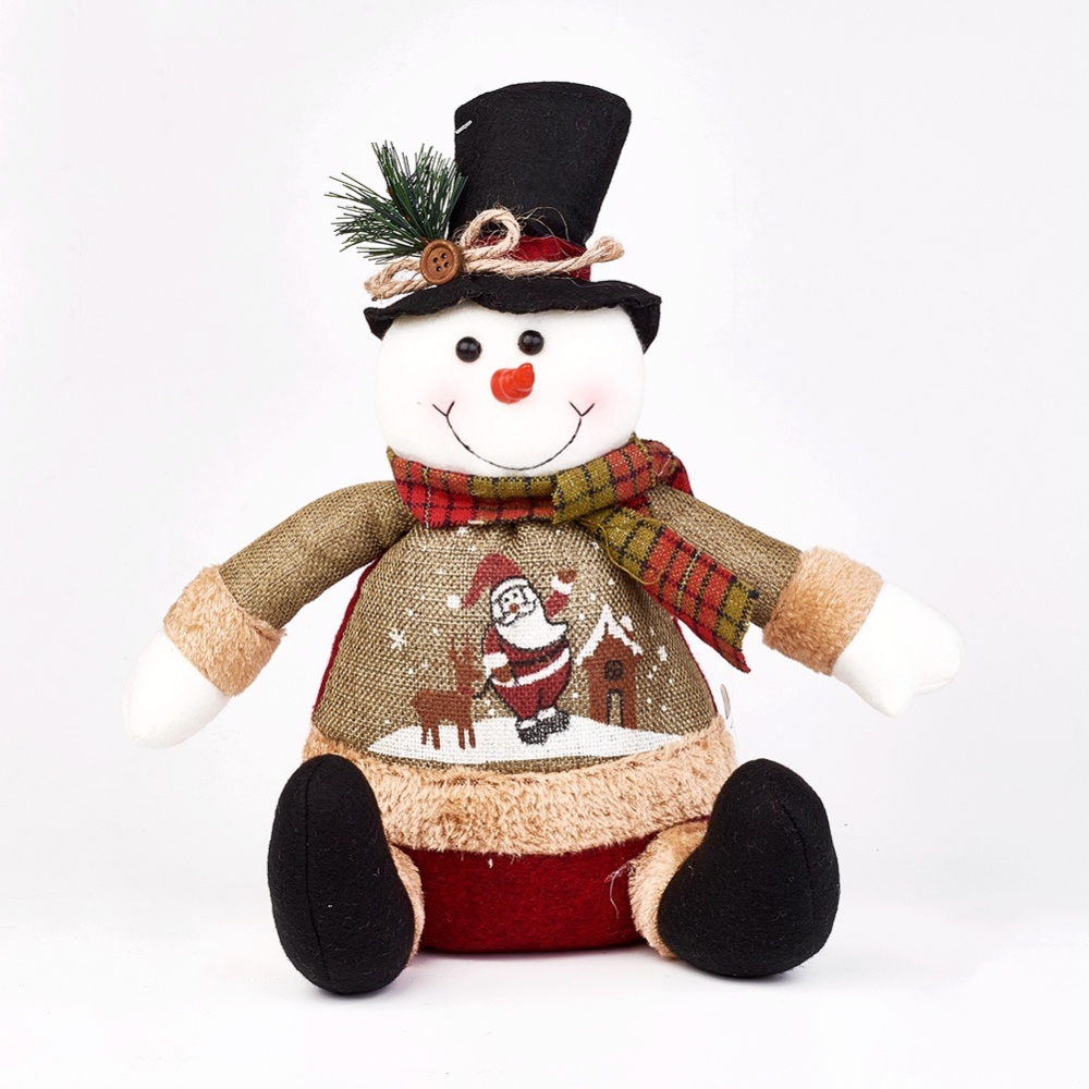 PandaHall Sitting Posture Table Doll Christmas Decoration, Snowman, White, 280x200x150mm Cloth Human White