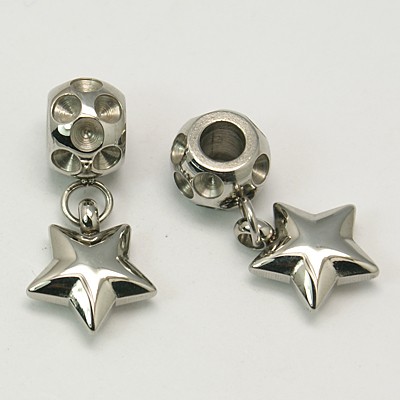 PandaHall 304 Stainless Steel European Dangle Beads, 9x12mm, Hole: 5mm Stainless Steel Others