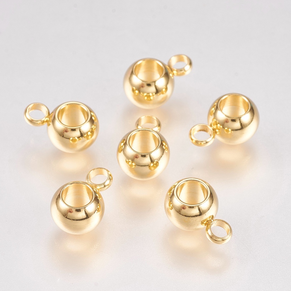 PandaHall 304 Stainless Steel Hanger Links, Rondelle, Golden, 8.5x6x4.5mm, Hole: 1.5mm Stainless Steel Rondelle