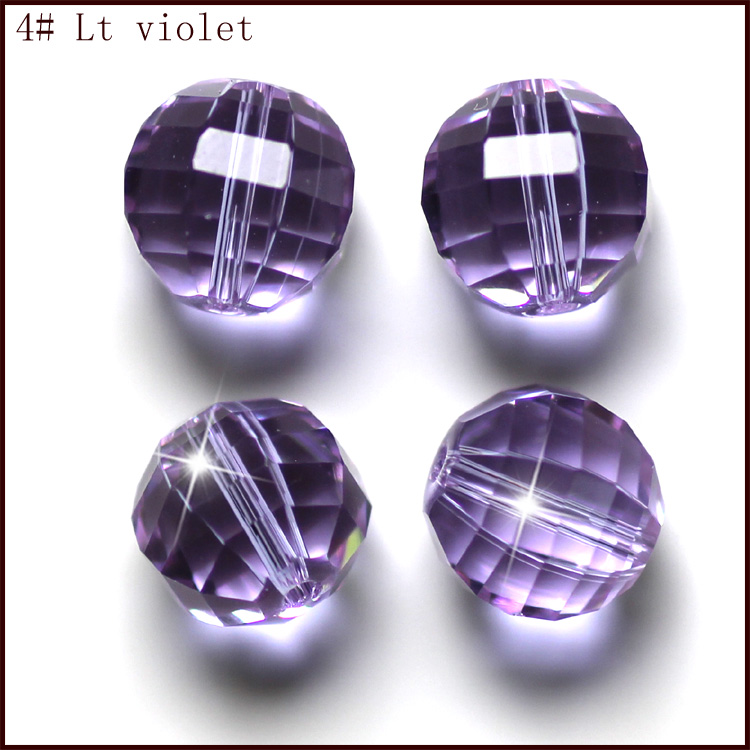 PandaHall Imitation Austrian Crystal Beads, Grade AAA, Faceted, Round, Lilac, 10mm, Hole: 0.8~1.1mm Glass Round Purple