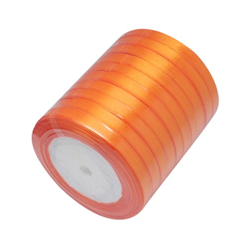 PandaHall Garment Accessories 1/4"(6mm) Satin Ribbon, Orange, 25yards/roll(22.86m/roll) Polyester Orange