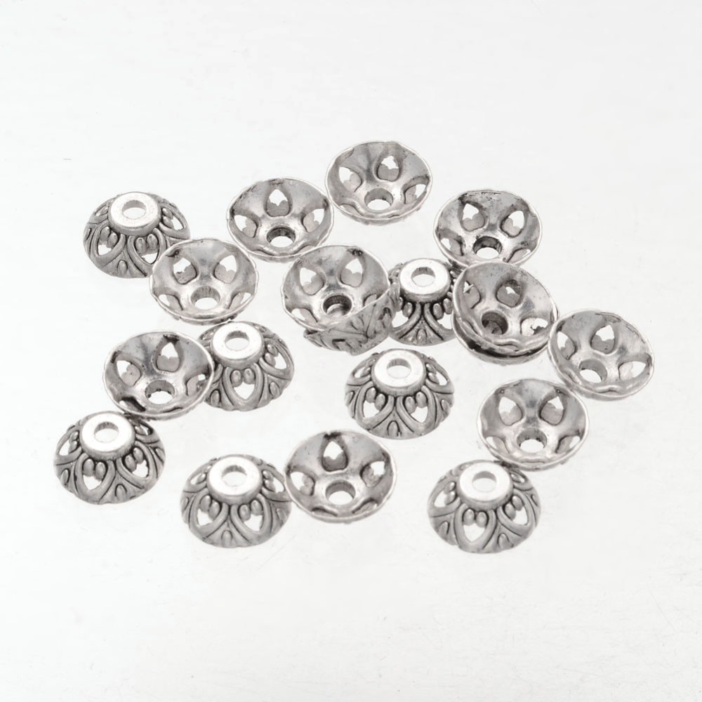 PandaHall Apetalous Cone Tibetan Silver Bead Caps, Lead Free & Cadmium Free, Antique Silver, about 10mm in diameter, 4mm high, Hole: 2mm...