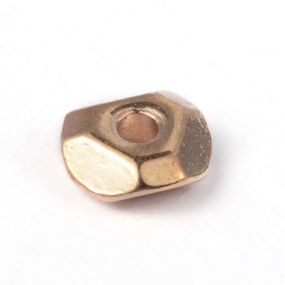 PandaHall Alloy Bead Spacers, Faceted Flat Round, Cadmium Free & Lead Free, Golden, 5x2mm, Hole: 1mm Alloy Flat Round