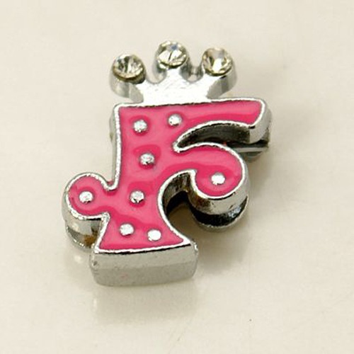 PandaHall Fuchsia Letter.F Alloy Enamel Rhinestone Slide Charm DIY Jewelry Findings, Platinum Metal Color, 15x13x4mm, Hole: 1x8mm...