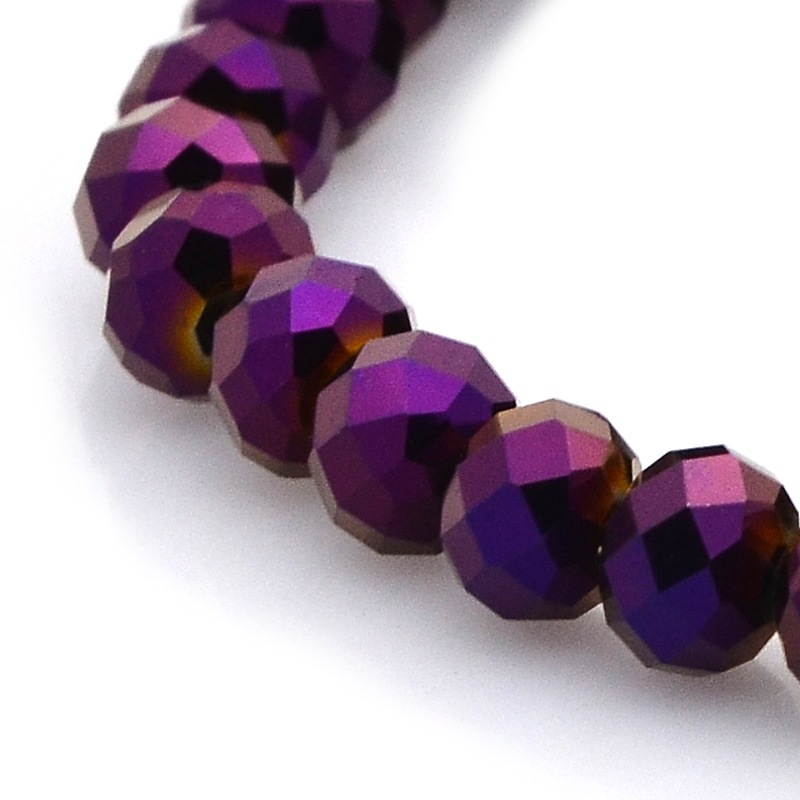 PandaHall Full Plated Faceted Rondelle Electroplate Glass Beads Strands, Purple Plated, 6x4mm, Hole: 1mm; about 100pcs/strand, 18.1" Glass...