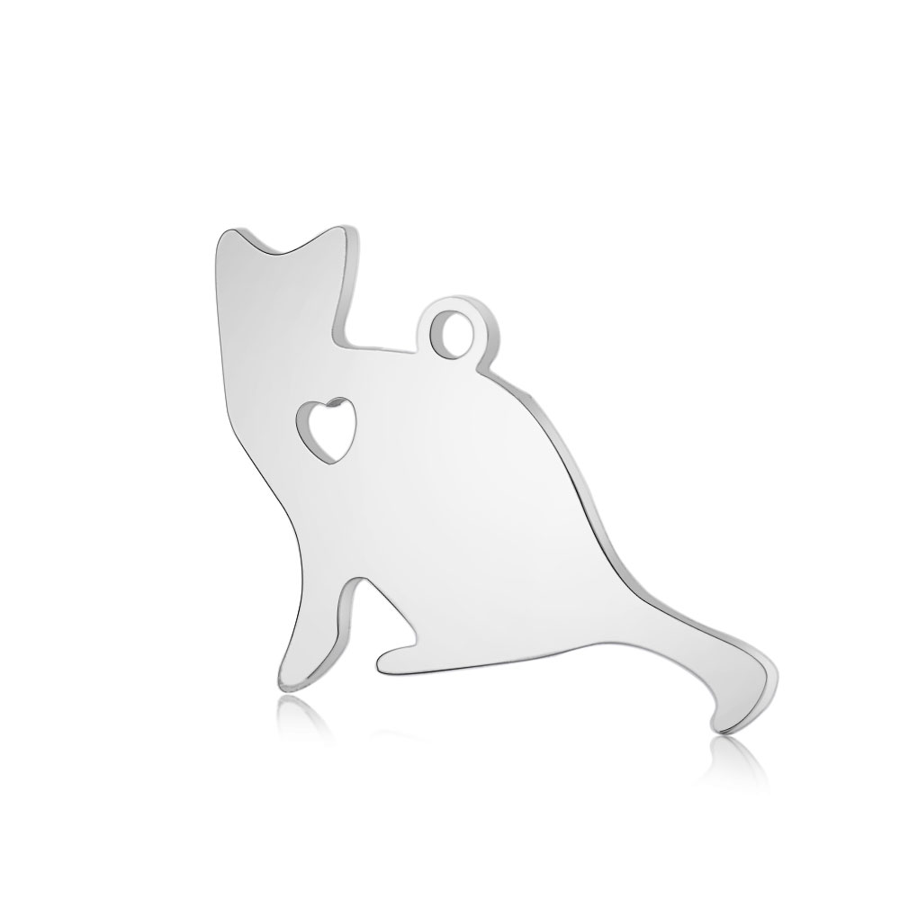PandaHall 304 Stainless Steel Pendants, Dog, Stainless Steel Color, 17x22x1.1mm, Hole: 1.5mm Stainless Steel Dog