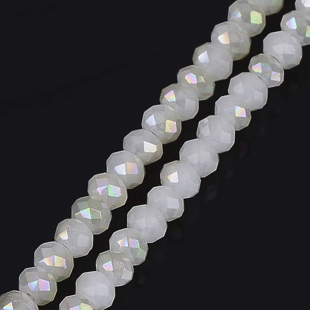 PandaHall Electroplate Imitation Jade Glass Beads Strands, Half Rainbow Plated, Faceted, Rondelle, Beige, 2.5x2mm, Hole: 1mm Glass Rondelle...