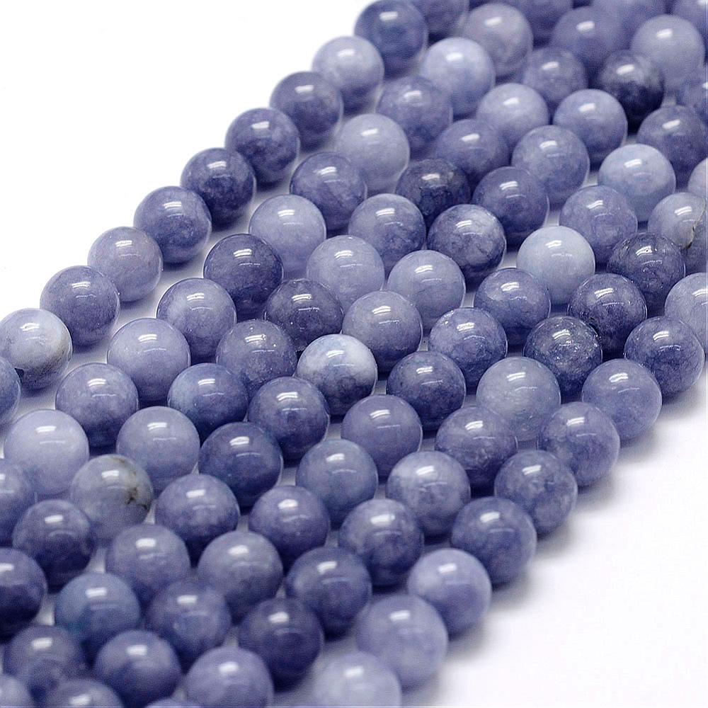 PandaHall Natural White Jade Imitation Aquamarine Beads Strands, Round, Dyed, 8mm, Hole: 1mm; about 48pcs/strand, 15.1" White Jade Round...