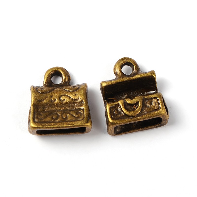 PandaHall Alloy Charms, Lead Free, Jewelry Box, Antique Bronze Color, about 11mm long, 10mm wide, 5mm thick, hole: 1mm Alloy Bag