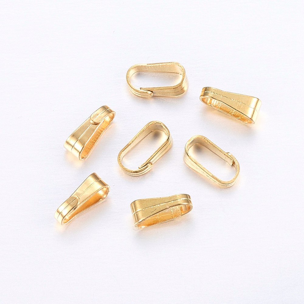 PandaHall 304 Stainless Steel Snap On Bails, Golden, 6x3x2.2mm; 5.5x2.5mm inner diameter Stainless Steel