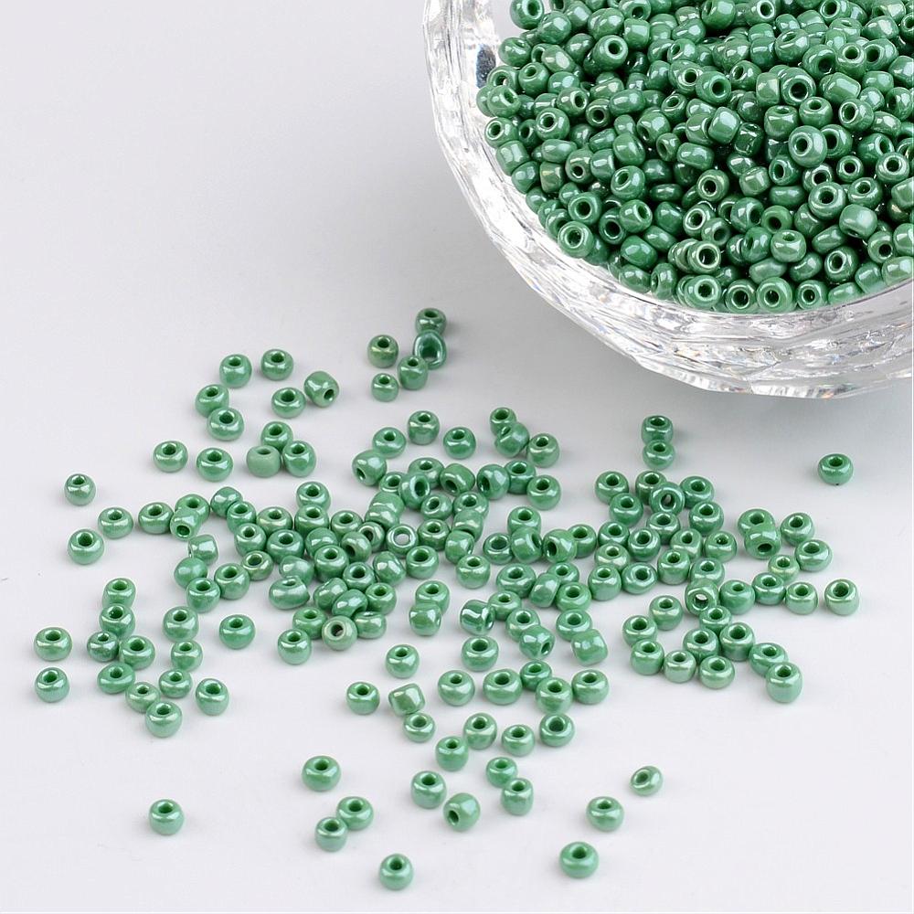 PandaHall DIY Craft Beads 12/0 Opaque Colors Lustered Round Glass Seed Beads, MediumSeaGreen, Size: about 2mm in diameter, hole:1mm, about...