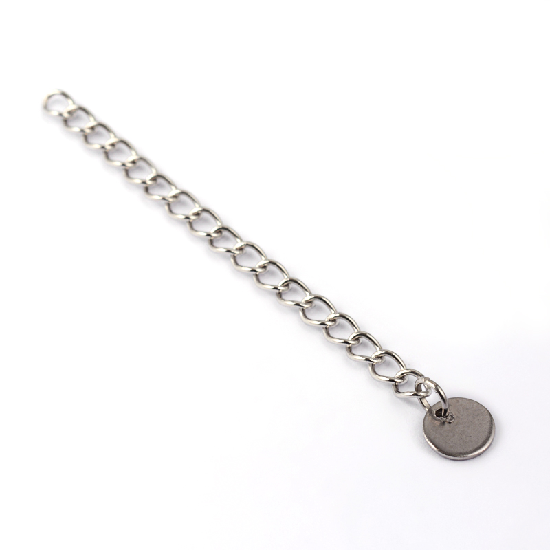 PandaHall 304 Stainless Steel Extender Chains, with Flat Round Charms, Stainless Steel Color, 56x3mm Stainless Steel