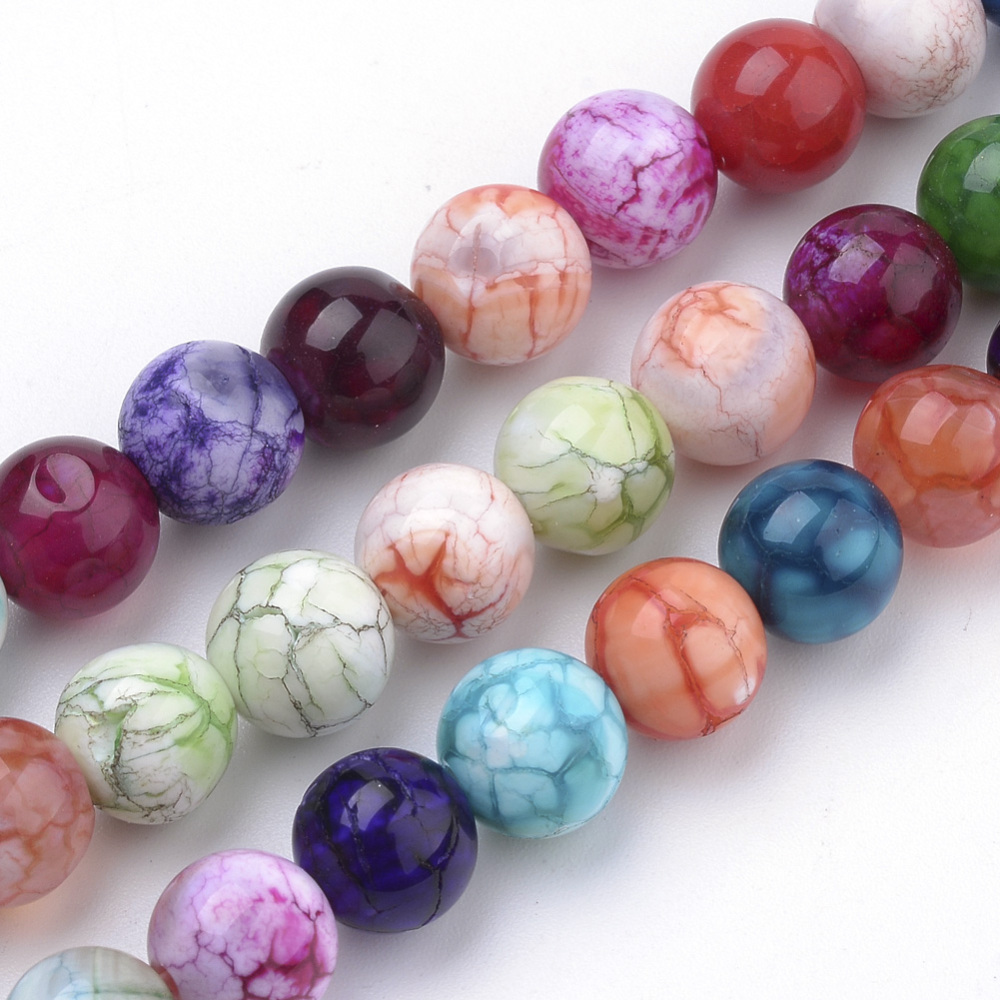PandaHall Natural Weathered Agate Beads Strands, Dyed, Round, Mixed Color, 10mm, Hole: 1mm; about 40pcs/strand, 15.7"(39.8cm) Weathered...