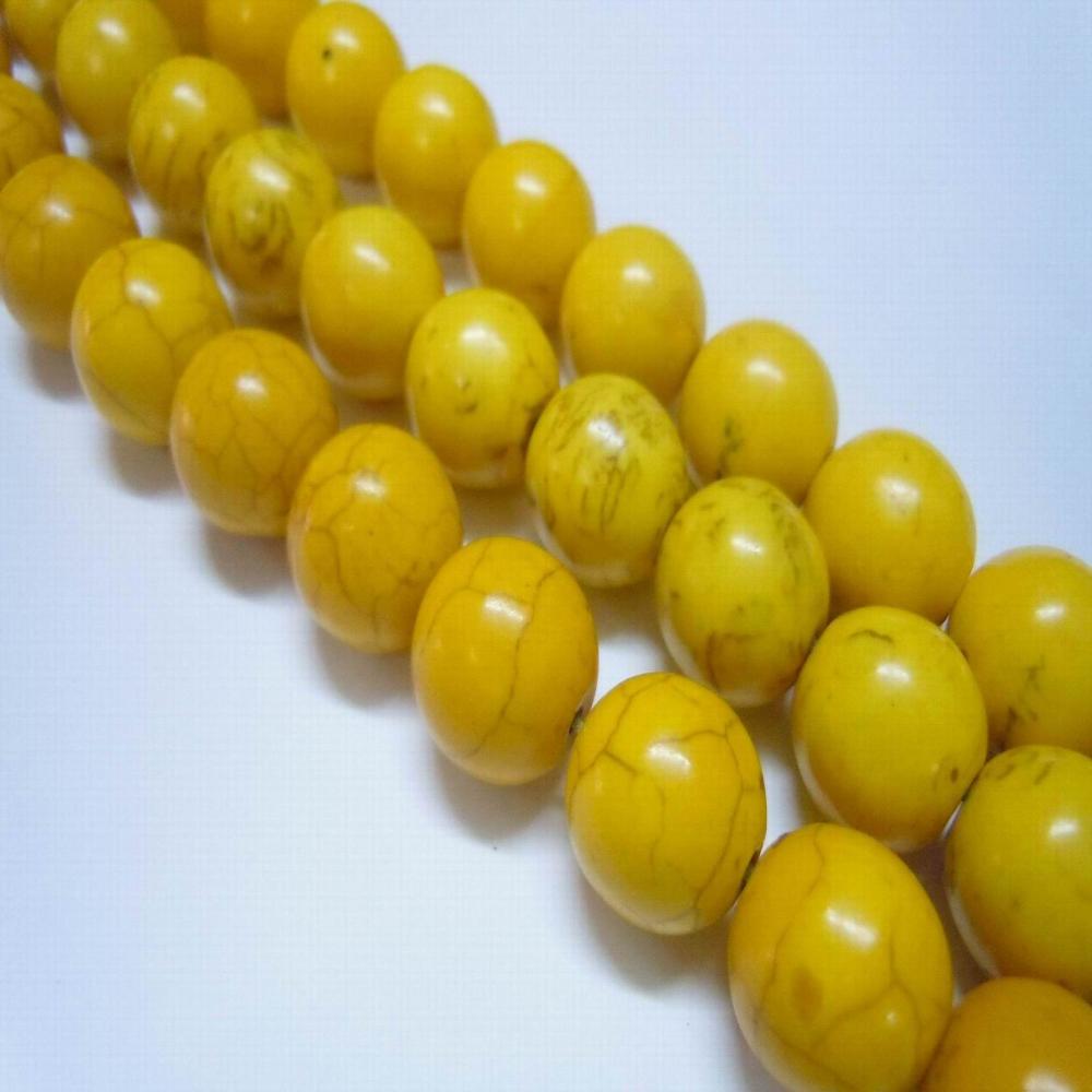PandaHall 1 Strand Synthetic Turquoise Round Beads Strands, Dyed, Gold, 8mm, Hole: 1mm; about 50pcs/strand, 15.35" Synthetic Turquoise Round...