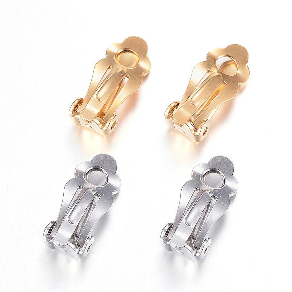 PandaHall 304 Stainless Steel Clip-on Earring Findings, Mixed Color, 17.5x7x6mm, Hole: 3mm Stainless Steel Multicolor