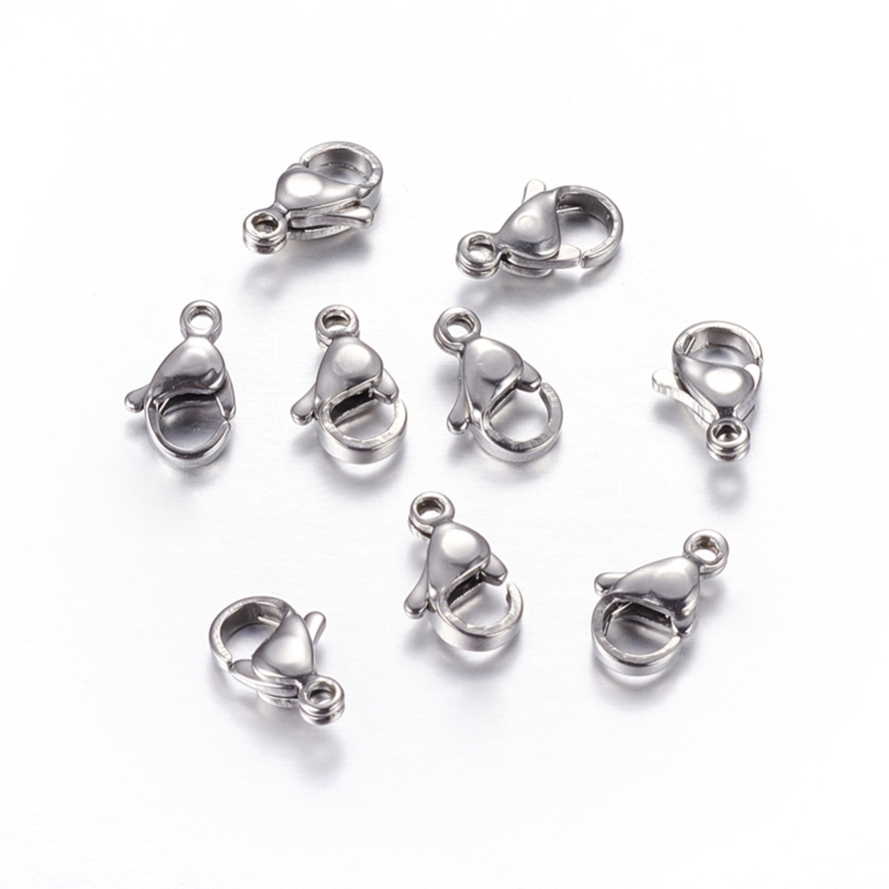 PandaHall 304 Stainless Steel Lobster Claw Clasps, Stainless Steel Color, 11x7x4mm Stainless Steel Others