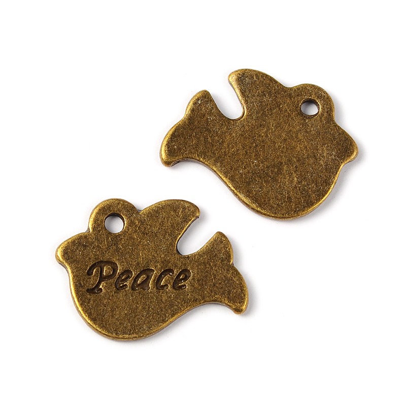 PandaHall Tibetan Style Antique Bronze Tone Pigeon Charm Pendants for Fun Kid Jewelry, Lead Free, Nickel Free and Cadmium Free, 20mm long...