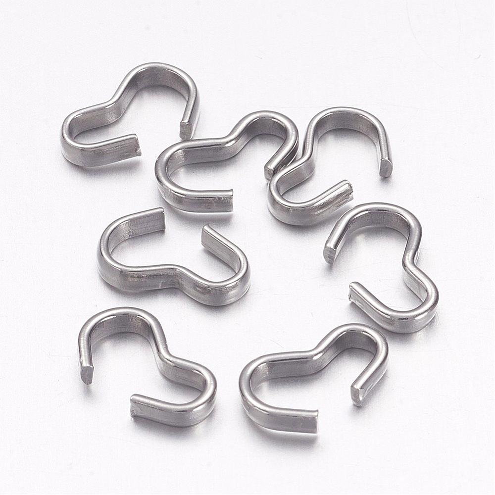 PandaHall 304 Stainless Steel Chain Findings, 3 Shaped Clasps, Stainless Steel Color, 8x3x1.2mm Stainless Steel