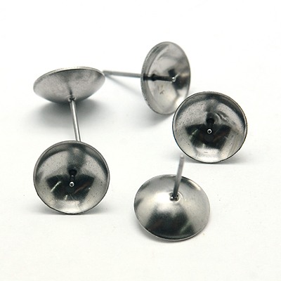 PandaHall 304 Stainless Steel Stud Earring Findings, 13x10mm; Pin: 0.4mm Stainless Steel