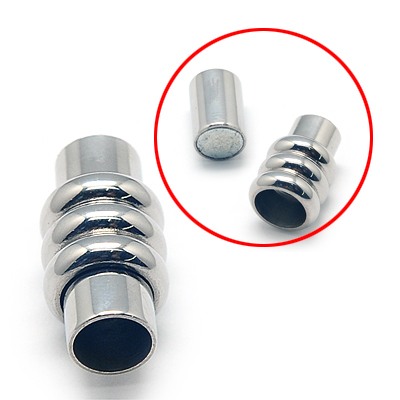PandaHall 304 Stainless Steel Magnetic Clasps, Column, 20x10mm, Hole: 6mm Stainless Steel Column