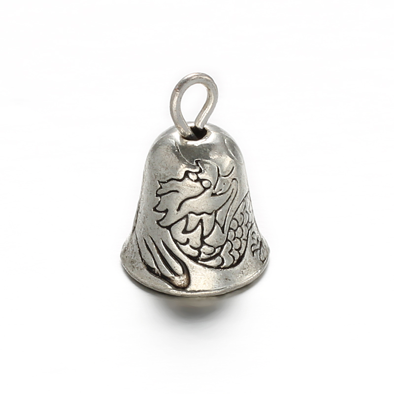 PandaHall Tibetan Style Zinc Alloy Bell Charms, Antique Silver, 12.5x10mm, Hole: 1.5mm Alloy Bell