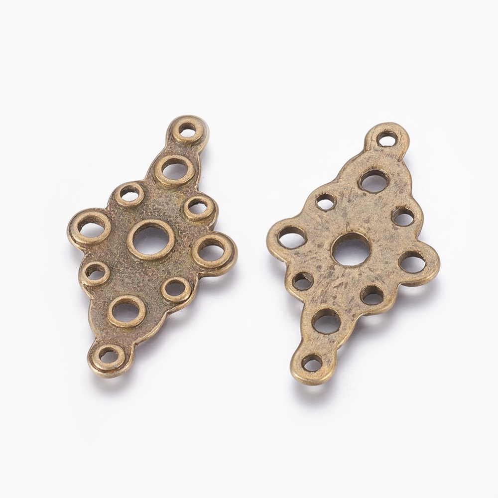 PandaHall Alloy Links, Lead Free and Cadmium Free, Rhombus, Antique Bronze, about 46.5mm long, 25mm wide, 2mm thick, hole: 2mm Alloy Rhombus