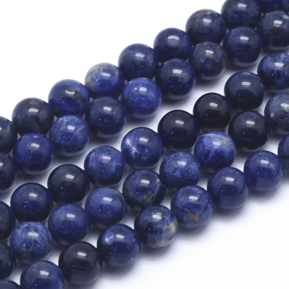 PandaHall Natural Sodalite Beads Strands, Grade A, Round, 8mm, Hole: 1mm; about 49pcs/strand, 15.5"(39.5cm) Sodalite Round