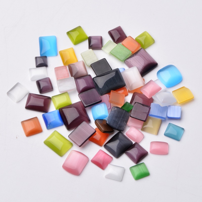 PandaHall Mixed Shape Cat Eye Cabochons, Mixed Color, 6~10x6~13x2.5~4mm; about 370pcs/200g Glass Others Multicolor