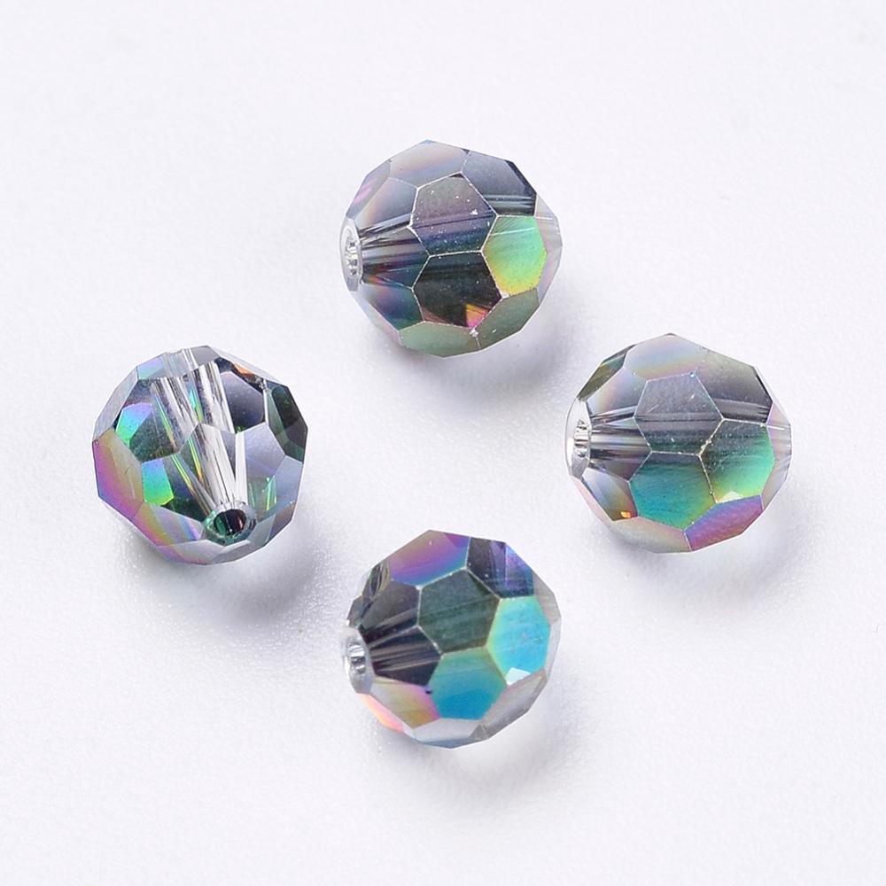 PandaHall Imitation Austrian Crystal Beads, Grade AAA, Faceted, Round, Colorful, 6mm, Hole: 0.8~1.1mm Glass Round