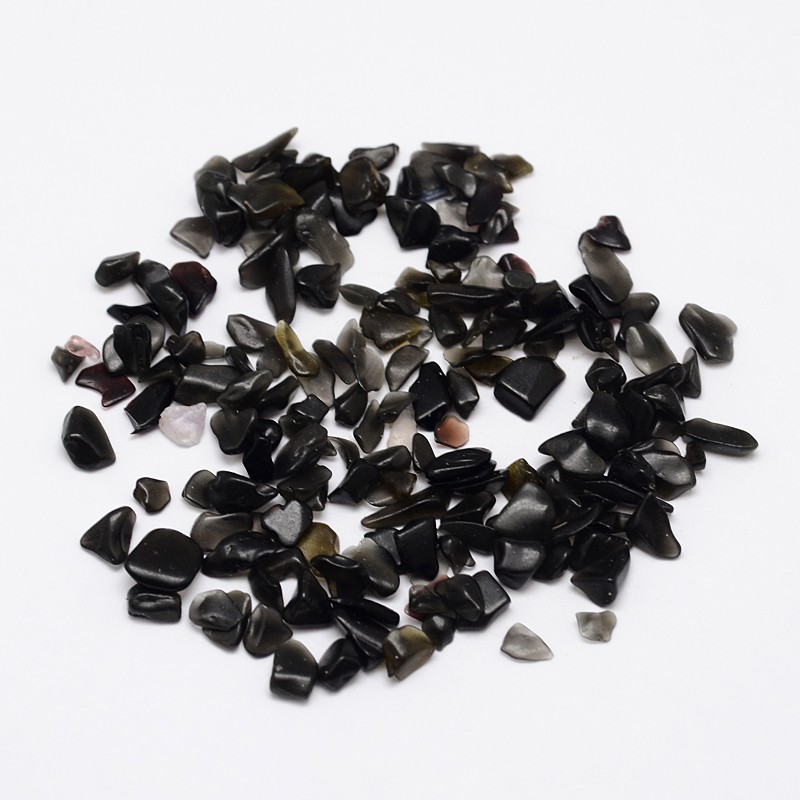 PandaHall Natural Black Stone Chip Beads, No Hole/Undrilled, 2~8x3~5mm Black Stone Chip