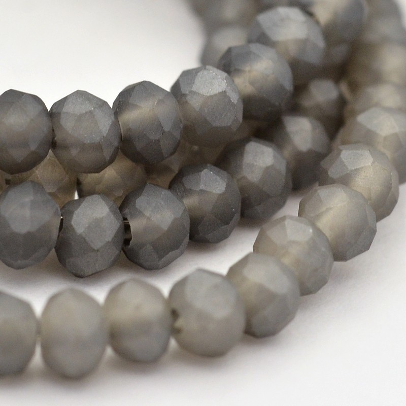 PandaHall Pearl Luster Plated Faceted Rondelle Glass Beads Strands, Frosted, SlateGray, 3x2mm, Hole: 1mm; about 150pcs/strand, 14.9" Glass...
