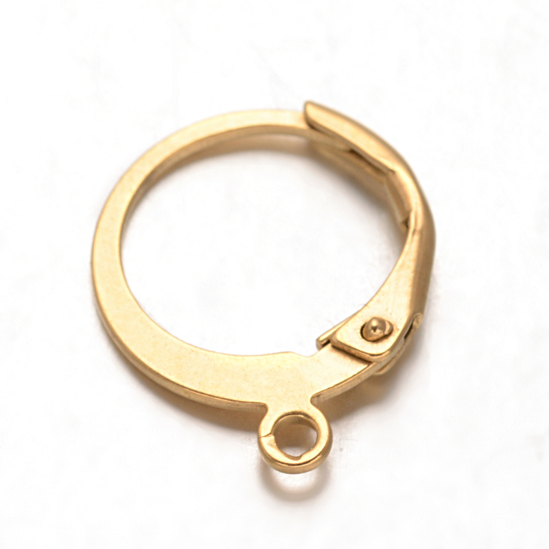 PandaHall 304 Stainless Steel Leverback Earring Findings, Golden, 14.5x12x0.6mm, Pin: 0.7mm, Hole: 1mm Stainless Steel