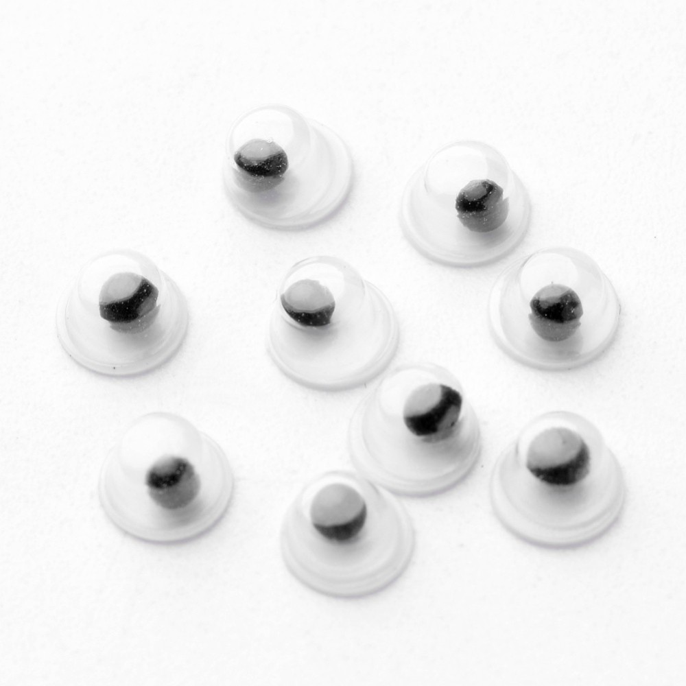 PandaHall Wobbly Eye Plastic Cabochons, Black, 4x2mm Plastic Eye Black