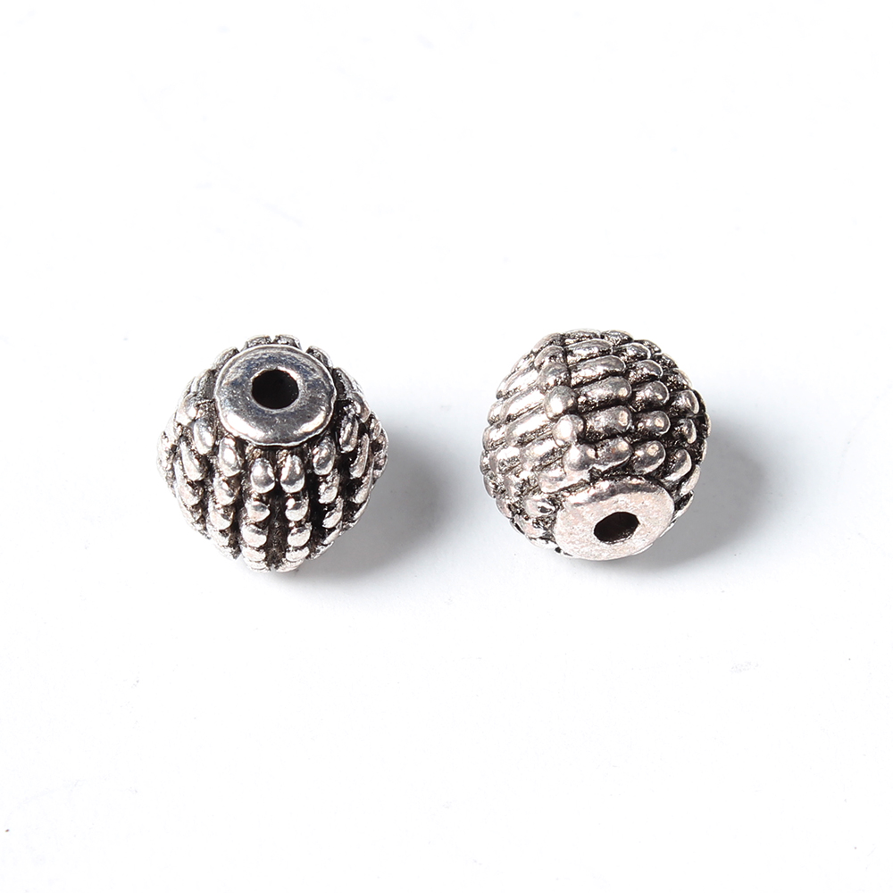 PandaHall Antique Silver Alloy Tibetan Style Round Beads, Lead Free & Cadmium Free & Nickel Free, Size: about 9mm in diameter, hole: 2mm...