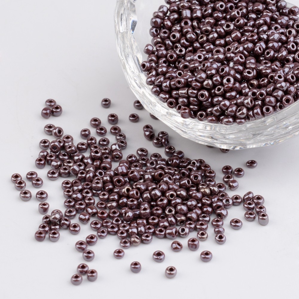 PandaHall DIY Craft Beads 12/0 Opaque Colors Lustered Round Glass Seed Beads, IndianRed, Size: about 2mm in diameter, hole:1mm, about...