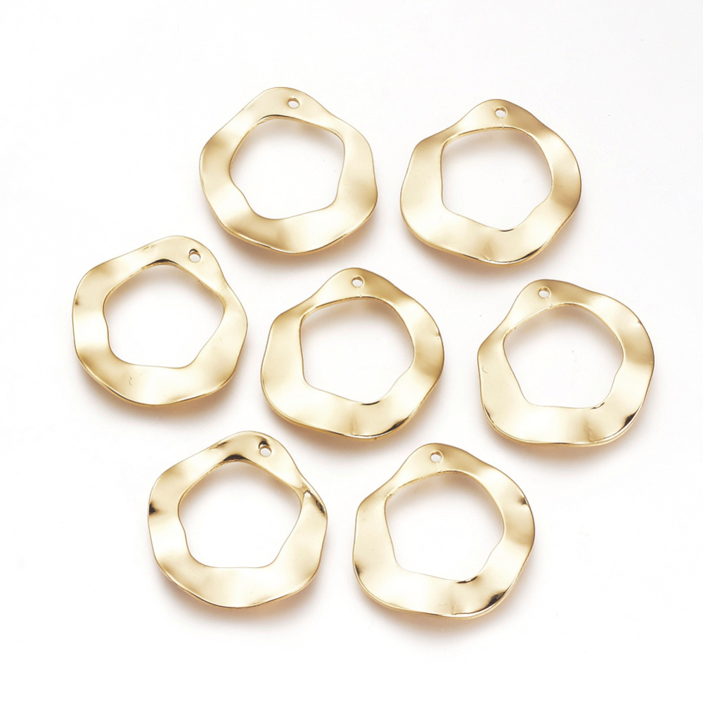 PandaHall Brass Pendants, Real Gold Plated, Twist Donut, 25x23x1.5mm, Hole: 1mm Brass Donut