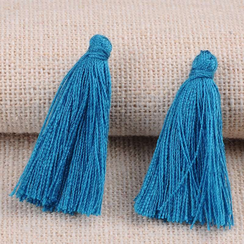 PandaHall Polyester Tassel Pendant Decorations, DodgerBlue, 26~30x4mm; about 300pcs/bag Polyester Blue