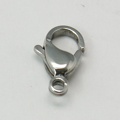 PandaHall 304 Stainless Steel Lobster Claw Clasps, Stainless Steel Color, 12x7mm, Hole: 1.5mm Stainless Steel Others
