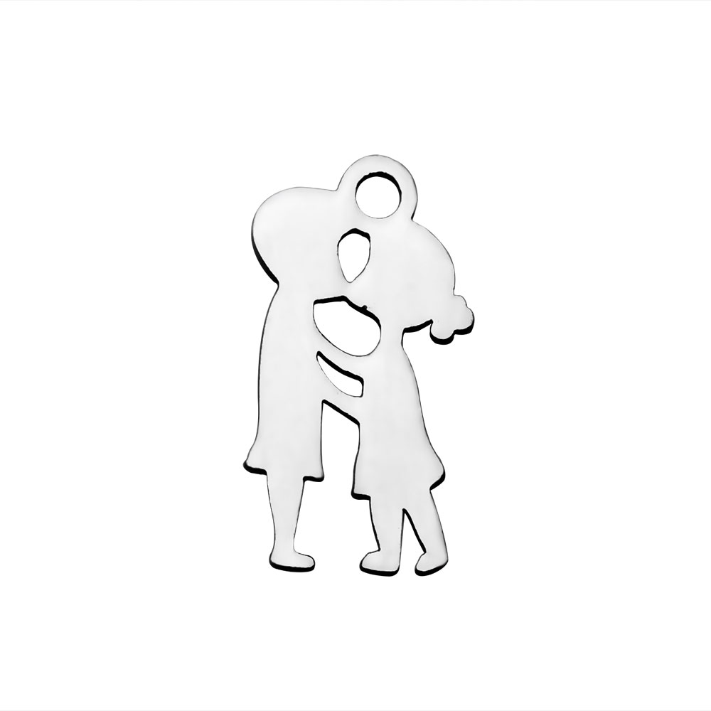 PandaHall 304 Stainless Steel Charms, Lovers Silhouette Charms, Stainless Steel Color, 15x8x1.1mm, Hole: 1.5mm Stainless Steel Human
